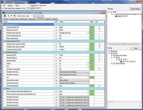 Setting the parameters and commands.