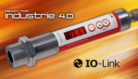 図 6 IO-Link インターフェース、アナログ出力、およびスイッチング接点を備えたパイロメーター。
