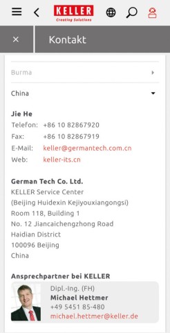 Dịch vụ Liên hệ trong ứng dụng KITS