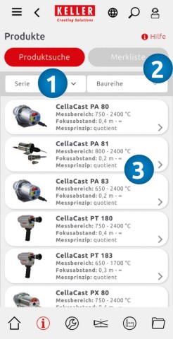 Produktsuche in der KITS App